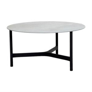 Cane-Line Twist sofabord - Rundt - Ø 90 cm. - Stel: Lavagrå - bordplade: Fossil grå
