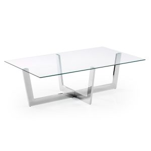 LAFORMA Plum sofabord - klar/sølv glas/stål, rektangulær (120x70)