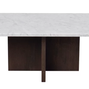 ROWICO Brooksville sofabord, kvadratisk - hvid marmor og brun egefinér (90x90)