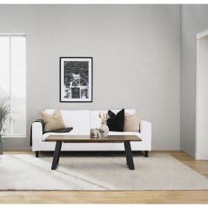 ROWICO Melville rektangulært sofabord - mørkt vildeg træ og sort metal (140x65)