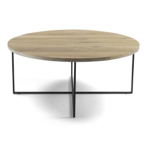 SPINDER DESIGN Dress sofabord, rund - massivt egetræ og sort stål (Ø 89)