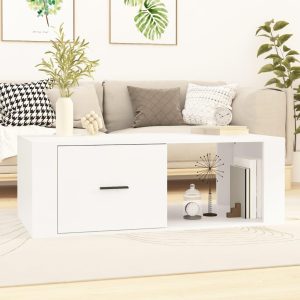 Sofabord 100x50,5x35 cm konstrueret træ hvid
