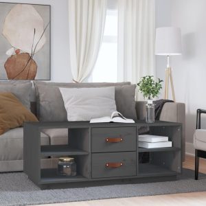 Sofabord 100x50x41 cm massivt fyrretræ grå