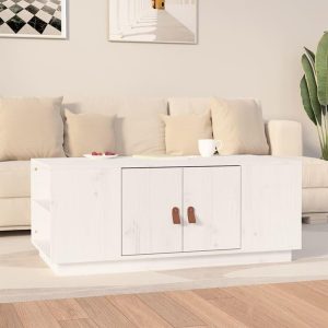 Sofabord 100x50x41 cm massivt fyrretræ hvid