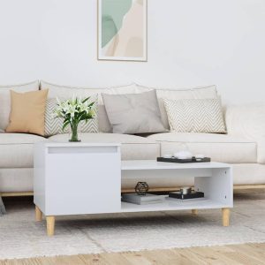 Sofabord 100x50x45 cm konstrueret træ hvid højglans