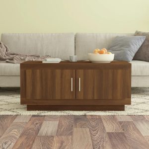 Sofabord 102x50x45 cm konstrueret træ brun egetræsfarve