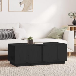 Sofabord 110x50x40 cm massivt fyrretræ sort