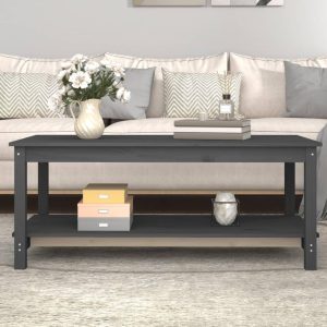 Sofabord 110x55x45 cm massivt fyrretræ grå
