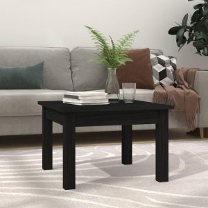 Sofabord 45x45x30 cm massivt fyrretræ sort