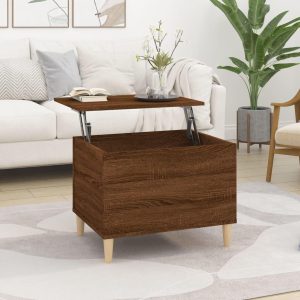 Sofabord 60x44,5x45 cm konstrueret træ brun egetræsfarve