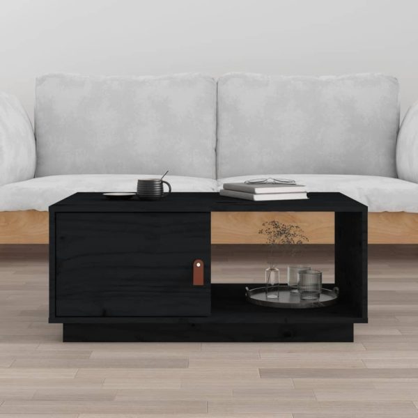 Sofabord 80x50x35,5 cm massivt fyrretræ sort