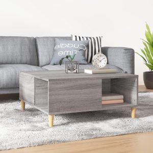 Sofabord 80x80x36,5 cm konstrueret træ grå sonoma-eg