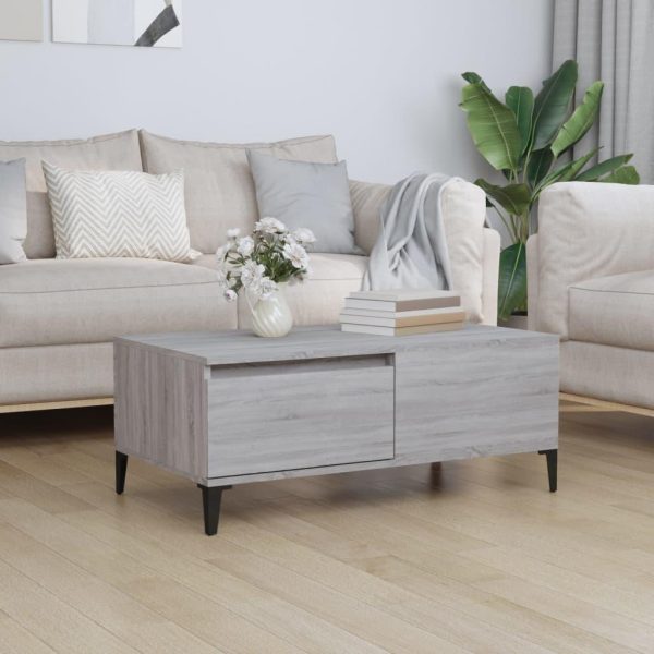Sofabord 90x50x36,5 cm konstrueret træ grå sonoma-eg