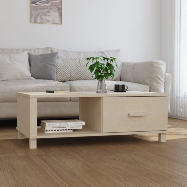 Sofabord HAMAR 100x55x35 cm massivt fyrretræ honningbrun
