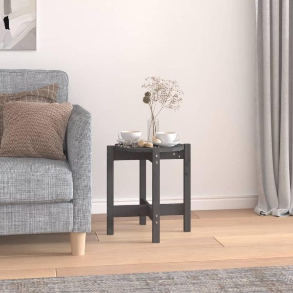 Sofabord Ø 42,5x45 cm massivt fyrretræ grå