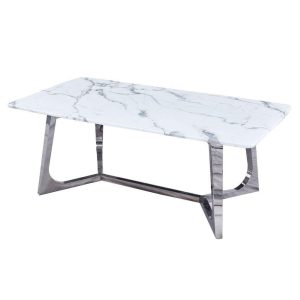Sofabord Sølvfarvet Marmor Stål Plastik 127 x 70 x 43 cm