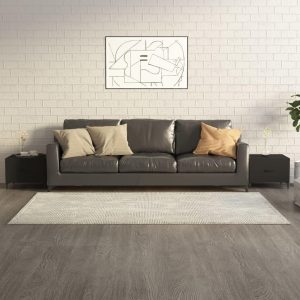 Sofabord med metalben 2 stk. 50x50x40 cm sort