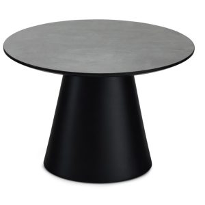 Tango sofabord, rund - antracitgrå marmorlook melamin og sort finér (Ø60)