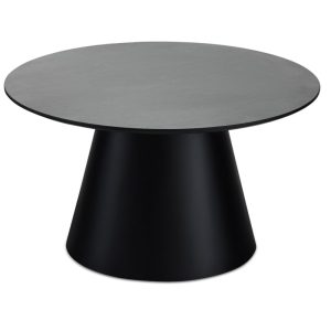 Tango sofabord, rund - antracitgrå marmorlook melamin og sort finér (Ø80)