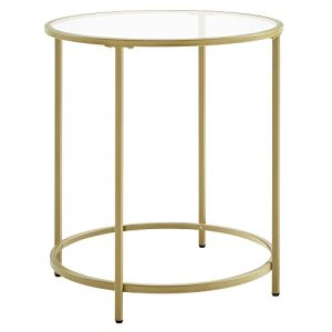 VASAGLE sofabord, rund - hærdet glas og guld stål (Ø50)