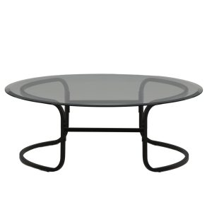 VENTURE DESIGN Lomma sofabord, rund - klar glas og sort stål (Ø110)