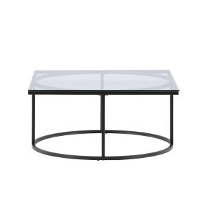 VENTURE DESIGN Skanör sofabord, kvadratisk - klar glas og sort stål (90x90)