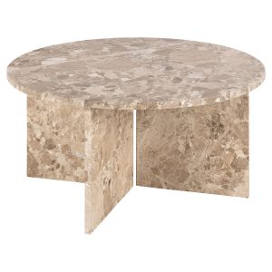 Vega rundt marmor sofabord, latte, Ø90