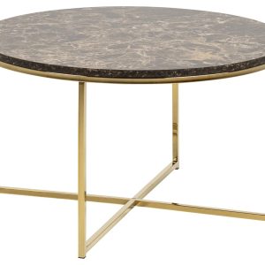 ACT NORDIC Alisma sofabord - brun/guld marmorpapir/metal, rund (Ø80)