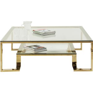 KARE DESIGN Gold Rush sofabord - glasplade og guld stål (120x120)