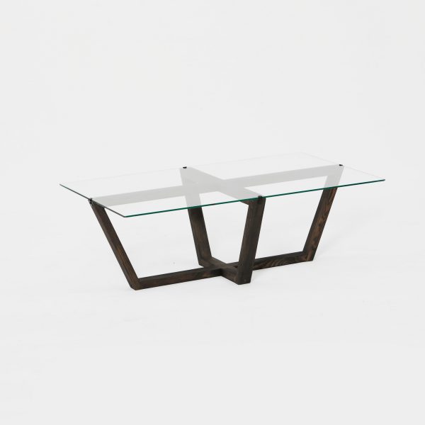 NORDVÄRK Amalfi sofabord, rektangulær - glas og antracit fyrretræ (105x65)