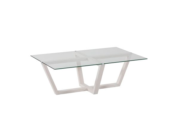 NORDVÄRK Amalfi sofabord, rektangulær - glas og hvid fyrretræ (105x65)