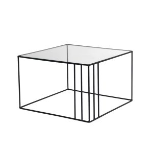 NORDVÄRK Outline sofabord, kvadratisk - glas og sort metal (55x55)