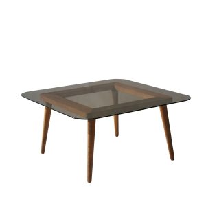 NORDVÄRK Smart sofabord, kvadratisk - bronze glas og fyrretræ/bøgetræ (80x80)