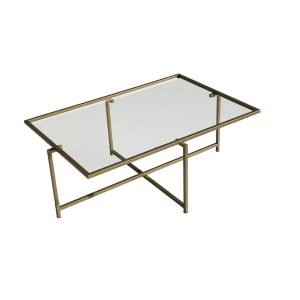 NORDVÄRK Sun sofabord, rektangulær - glas og guld metal (94x64)