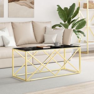 Sofabord 110x45x45 cm rustfrit stål og glas