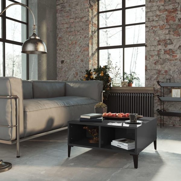 Sofabord 60x60x30 cm spånplade grå højglans