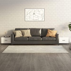 Sofabord med metalben 2 stk. 50x50x40 cm hvid