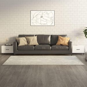 Sofaborde med metalben 2 stk. 50x50x40 cm hvid højglans