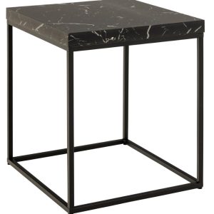 ACT NORDIC Barossa sofabord, kvadratisk - sort papir Marquina marmorlook og sort stål (40x40)