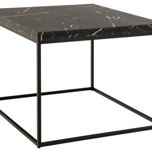ACT NORDIC Barossa sofabord, kvadratisk - sort papir Marquina marmorlook og sort stål (60x60)