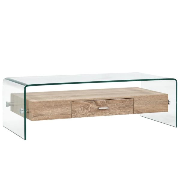 Sofabord 98 x 45 x 31 cm hærdet glas transparent