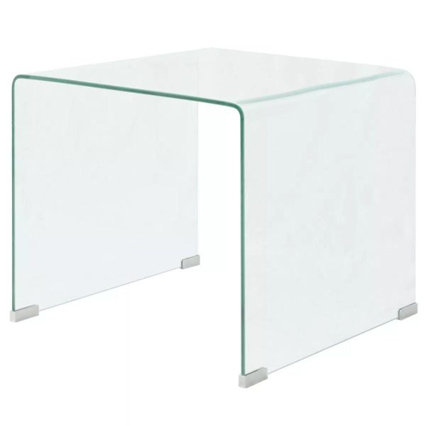 Sofabord i klart hærdet glas 49,5x50x45 cm