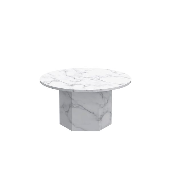 Naxos rundt marmor sofabord, hvid, Ø80