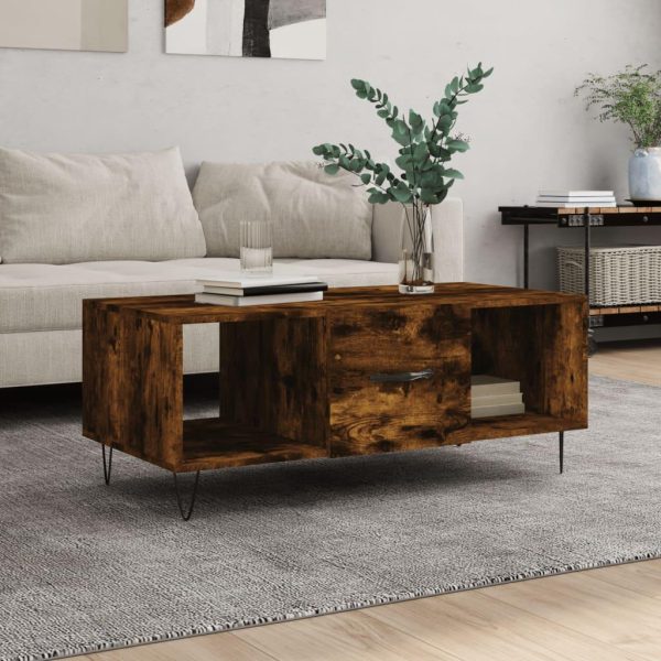 Sofabord 102x50x40 cm konstrueret træ røget egetræsfarve