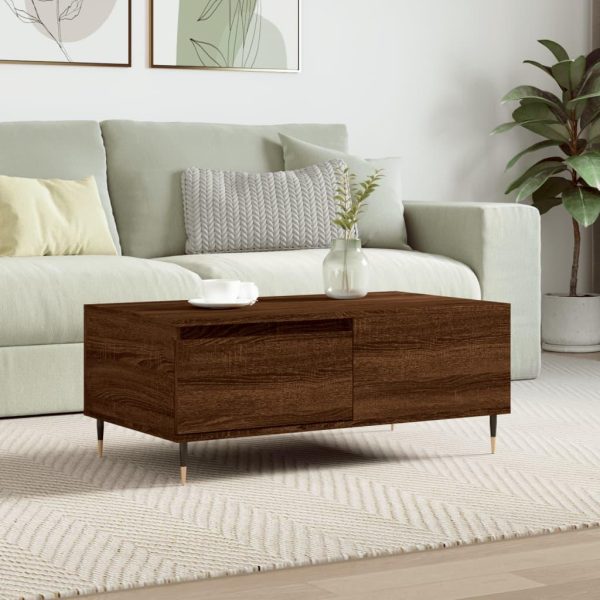 Sofabord 90x50x36,5 cm konstrueret træ brun egetræsfarve
