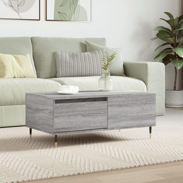 Sofabord 90x50x36,5 cm konstrueret træ grå sonoma-eg