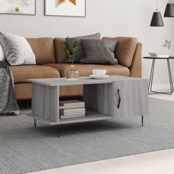 Sofabord 90x50x40 cm konstrueret træ grå sonoma-eg