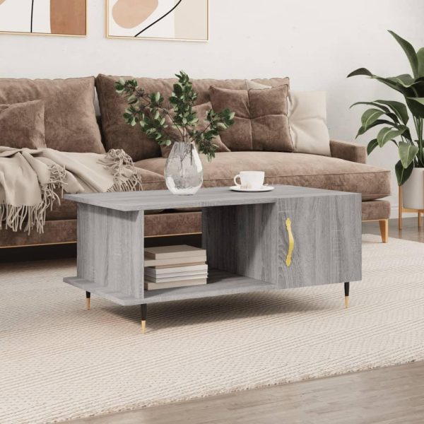 Sofabord 90x50x40 cm konstrueret træ grå sonoma-eg