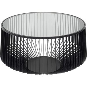 KARE DESIGN Corinne sofabord, rund - klar glas og sort stål (Ø80)