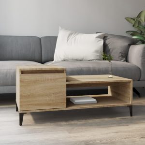 Sofabord 100x50x45 cm konstrueret træ sonoma-eg